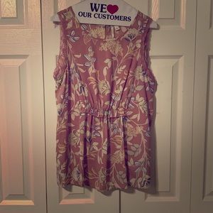 LC Pink w/Flowers Sleeveless Blouse